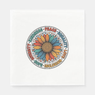 Serviette En Papier Chemise Fleur de Paix Égalité Gentillesse Vintage_