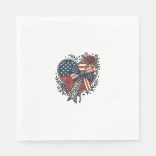 Serviette En Papier Chemise Fleurie à Nœud Papillon Cœur Patriotique V