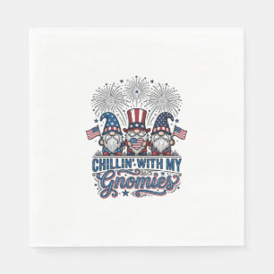 Serviette En Papier Chemise Gnome Patriotique En Train De Se Détendre
