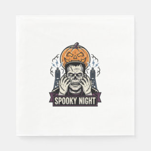Serviette En Papier Chemise Halloween Monstre avec Gravure de Lune de