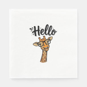 Serviette En Papier Chemise Hello Giraffe Gravure Vintage Animal Migno