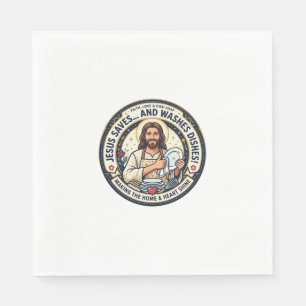 Serviette En Papier Chemise Humoristique Corvées de Lessive Jésus Grap