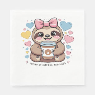 Serviette En Papier Chemise Mignon de Paresseux Amateur de Café � Drôl