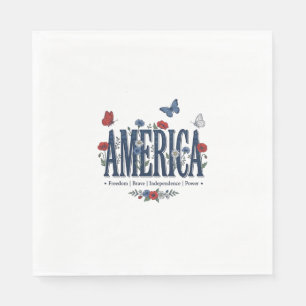 Serviette En Papier Chemise patriotique papillon floral Vintage Americ