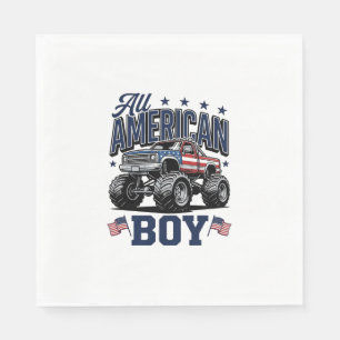 Serviette En Papier Chemise Patriotique Vintage Camion Monstre Garçon 