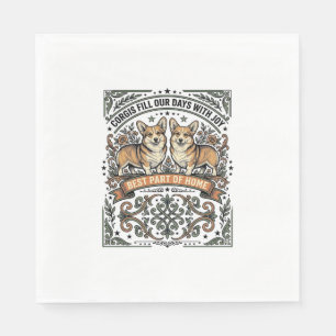 Serviette En Papier Chemise pour amateur de Corgi Gravure vintage drôl