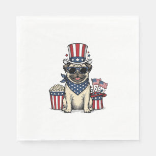 Serviette En Papier Chemise pour chien avec dessin de pug patriotique
