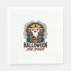 Serviette En Papier Chemise rétro Halloween avec lune fantôme gravée D