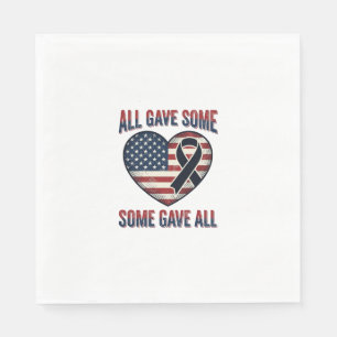 Serviette En Papier Chemise Vétéran Ruban de Coeur de Mémorial Patriot
