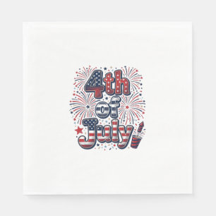 Serviette En Papier Chemise vintage feux d'artifice patriotique du 4 j