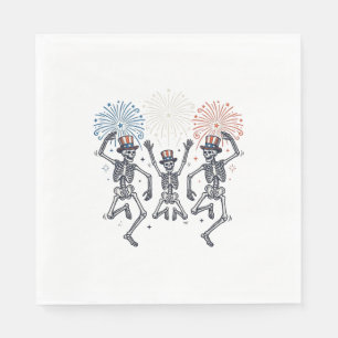 Serviette En Papier Chemise Vintage Feux d'Artifice Squelette Dansant