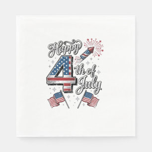 Serviette En Papier Chemise Vintage Happy 4 juillet Fête Patriotique F