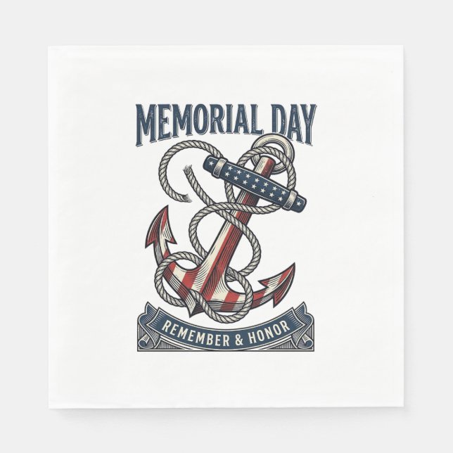 Serviette En Papier Chemise vintage Memorial Day Anchor Remember Honor (Devant)