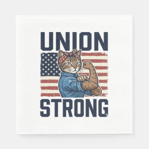 Serviette En Papier Chemise vintage patriotique de travailleur de chat