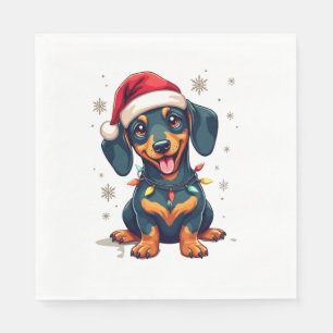 Serviette En Papier Chemises de Noël de l'arbre de chiens de teckel Ca