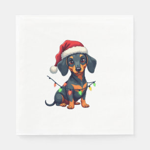 Serviette En Papier Chemises de Noël de l'arbre de chiens de teckel Ca