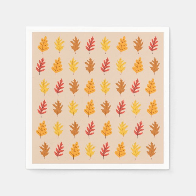 Serviette En Papier Chêne d'automne Feuilles (Devant)