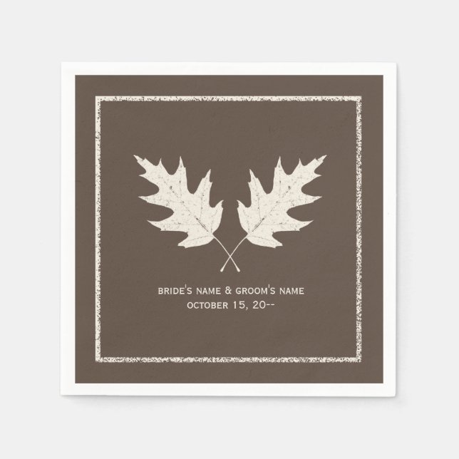 Serviette En Papier Chêne Feuille Mariage d'automne Napkins (Devant)