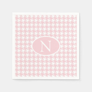 Serviette En Papier Chèque monogramme rose en hauteur personnalisée
