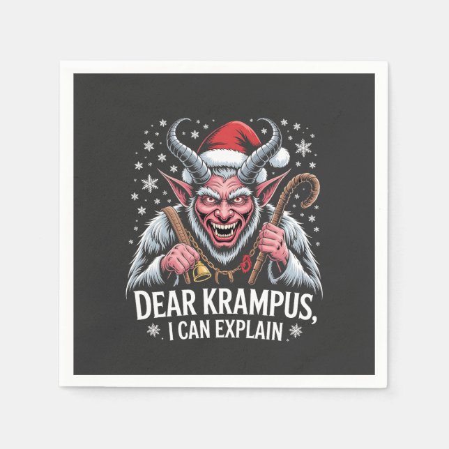 Serviette En Papier Cher Krampus Je Peux Expliquer Noël Père Noël (Devant)