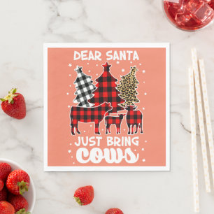Serviette En Papier Cher Père Noël Apporte juste des vaches Buffalo de