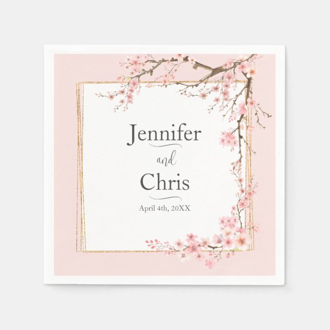 Serviette En Papier Cherry Blossom Mariage (Devant)