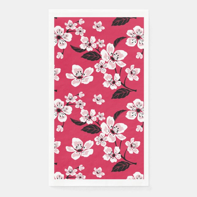 SERVIETTE EN PAPIER CHERRY BLOSSOM - SAKURA (ROUGE) (Devant)