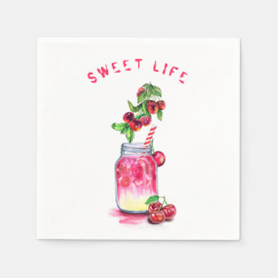 Serviette En Papier Cherry Juice Cool Boisson Party Napkins Texte pers