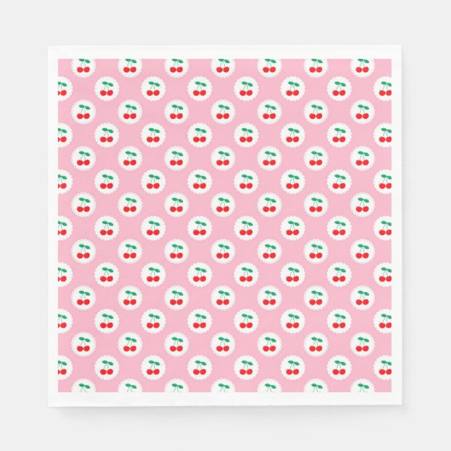 Serviette En Papier Cherry Motif - Retro Fruit Cadeau & Décor (Devant)