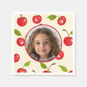 Serviette En Papier Cherry Photo personnalisée et nom Plaque en papier