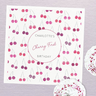 Serviette En Papier Cherry Premier anniversaire aquarelle personnalisé