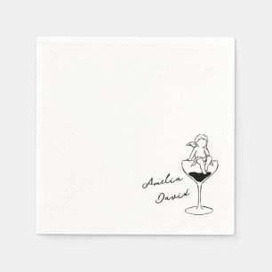 Serviette En Papier Cherub Cupidon Mariage Personnalisé Dessiné à la M