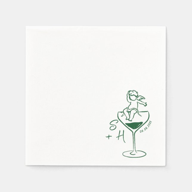 Serviette En Papier Cherub Mariage de cocktail Icône Cupid Tirée À La  (Devant)