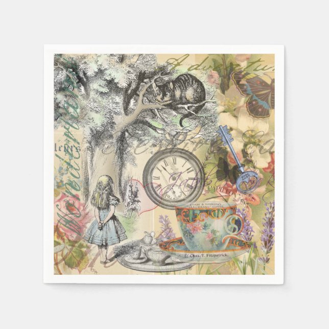 Serviette En Papier Cheshire Chat Alice Wonderland Classic (Devant)