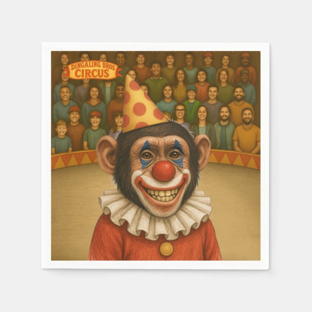 Serviette En Papier Chester le clown chimpanzé (Devant)