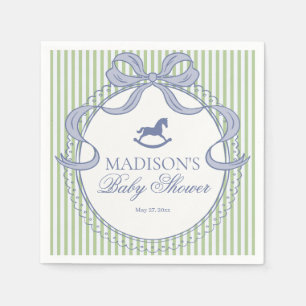 Serviette En Papier Cheval à Bascule Coquette Verte Dessert Baby Showe