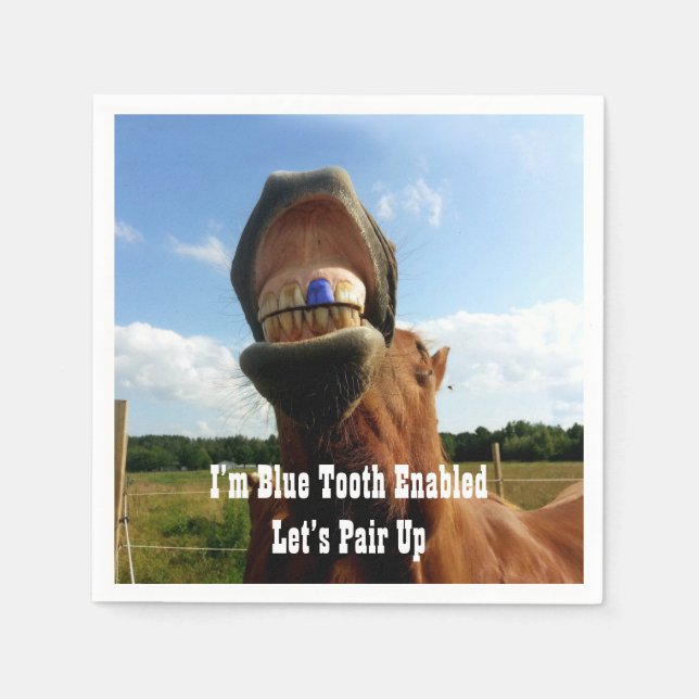 Serviette En Papier Cheval à dents bleues (Devant)