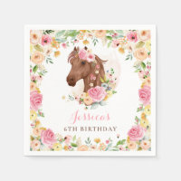 Cheval Anniversaire Fête Cowgirl rose Floral Anniv