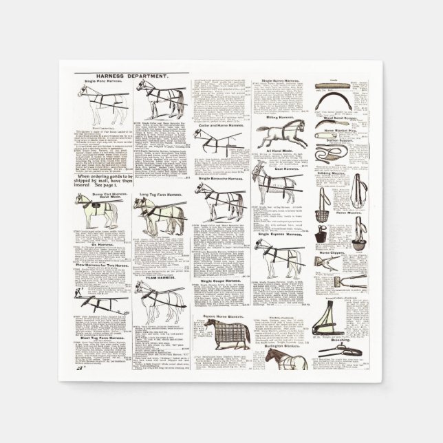 Serviette En Papier Cheval Antique Publicité Journal Art (Devant)
