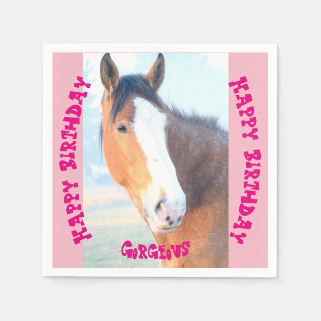 Serviette En Papier Cheval Bonjour magnifiques cartes d'anniversaire (Devant)