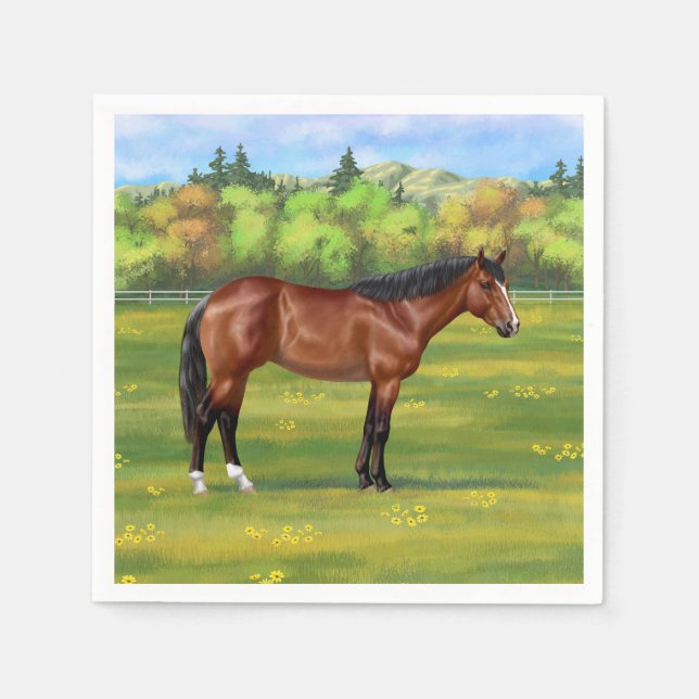 Serviette En Papier Cheval Brown Bay Quarter (Devant)