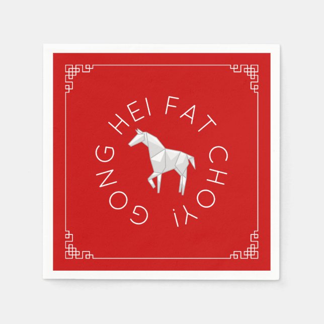 Serviette En Papier Cheval chinois du Nouvel An Origami (Devant)