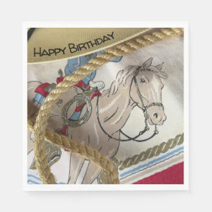 Serviette En Papier Cheval Cowboy saddle casquette corde shérif annive