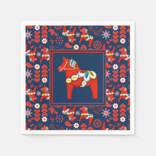 Serviette En Papier Cheval Dala suédois Noël scandinave