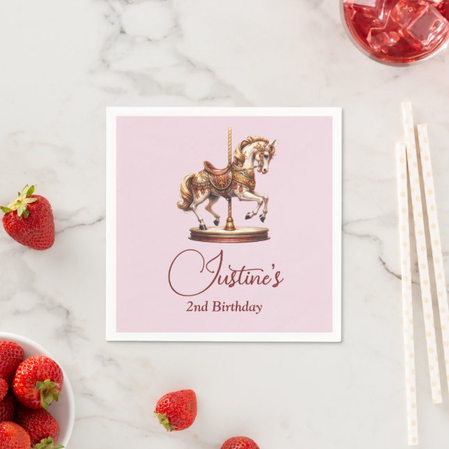 Serviette En Papier Cheval de carrousel Anniversaire (En situation)