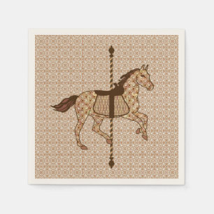Serviette En Papier Cheval de carrousel - Chocolat Brown et Tan