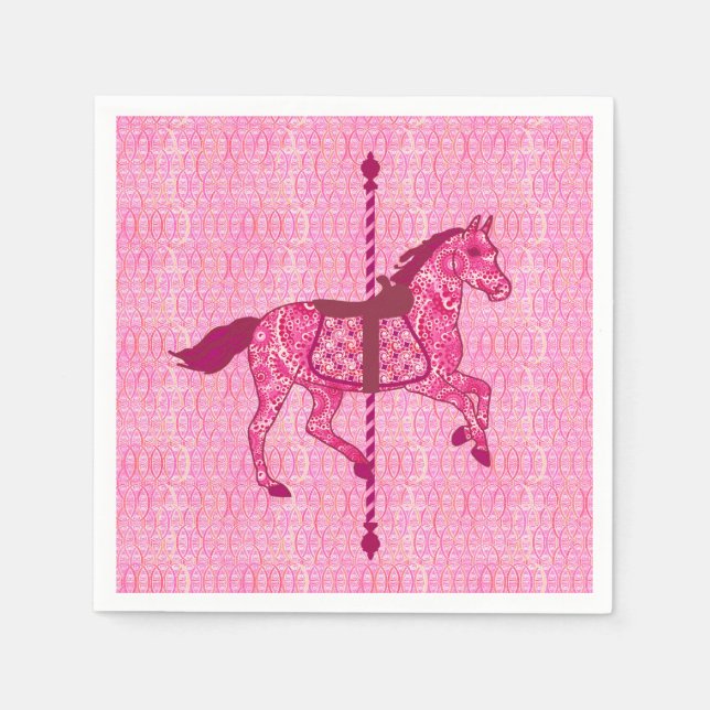 Serviette En Papier Cheval de carrousel - Fuchsia rose (Devant)
