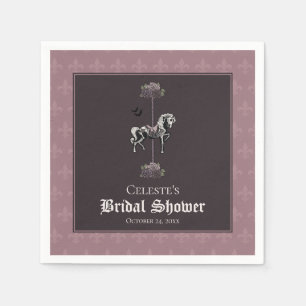 Serviette En Papier Cheval de carrousel mauve squelette