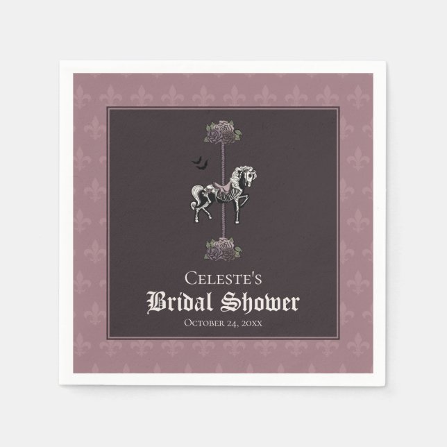 Serviette En Papier Cheval de carrousel mauve squelette (Devant)