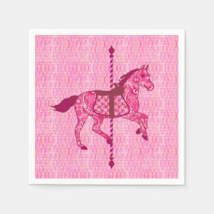 Serviette En Papier Cheval de carrousel - rose de fuchsia